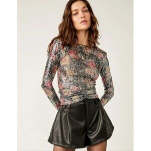 NWOT Free People multicolour floral sequin top, S